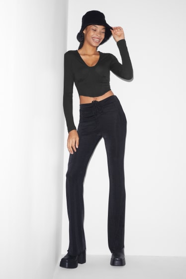 Exclusiu online - CLOCKHOUSE - samarreta de màniga llarga crop - negre