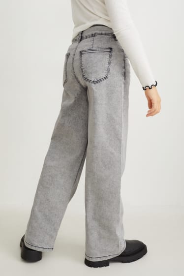 Filles - Wide leg jean - jean gris clair