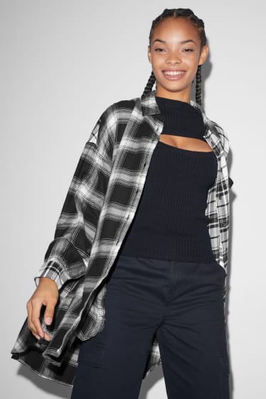 Clockhouse Girls - CLOCKHOUSE - blusa - a quadretti - nero / bianco