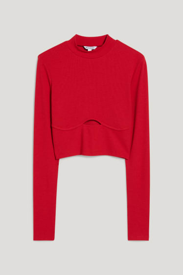 Online exclusive - CLOCKHOUSE - cropped long sleeve top - red