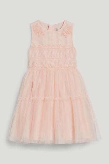 Niñas - Vestido - de fiesta - melocotón