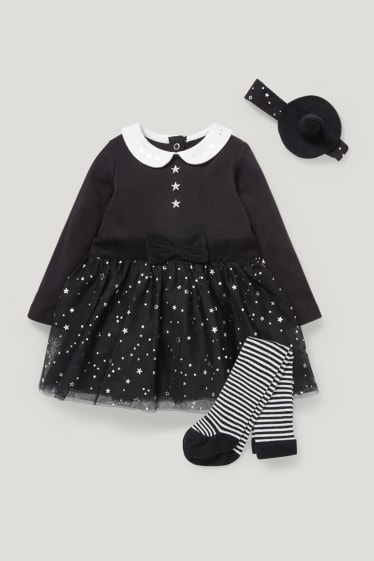 Bébé filles - Ensemble pour bébé de Halloween - 3 pièces - finition brillante - noir