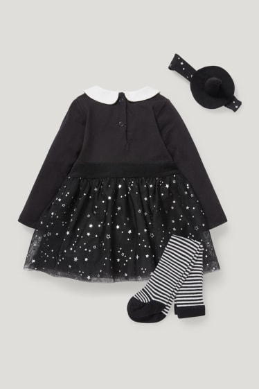 Miminka holky - Outfit pro miminka na Halloween - 3dílný - s lesklou aplikací - černá