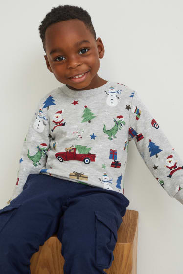Toddler Boys - Set - Weihnachts-Sweatshirt und -Mütze - 2 teilig - hellgrau-melange
