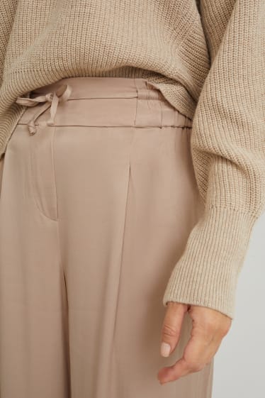 Women - Cloth trousers - high-rise waist - wide leg - beige