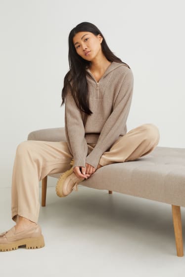 Damen - Pullover - hellbeige