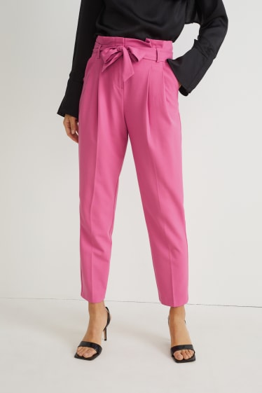 Damen - Stoffhose - High Waist - Slim Fit - pink