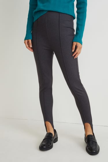 Damen - Leggings - kariert - schwarz / grau