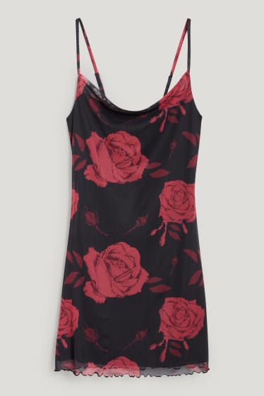 Clockhouse femme - CLOCKHOUSE - robe moulante - à fleurs - noir