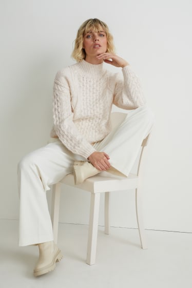 Femmes - Pullover - matière recyclée - blanc-chiné