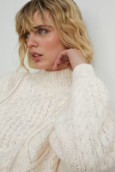 Femmes - Pullover - matière recyclée - blanc-chiné