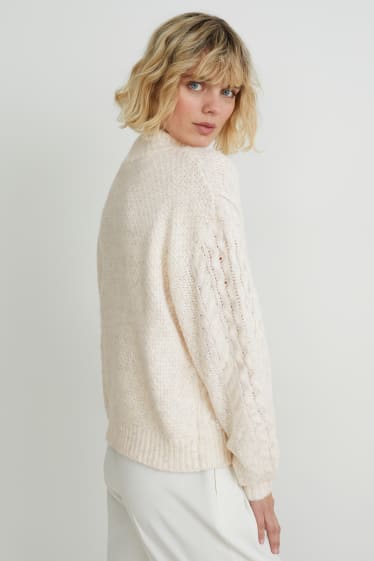Femmes - Pullover - matière recyclée - blanc-chiné