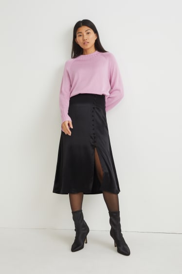 Damen - Satin-Rock - schwarz