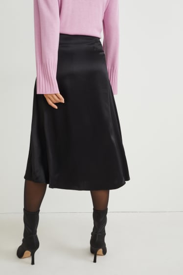 Damen - Satin-Rock - schwarz