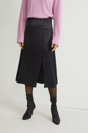 Damen - Satin-Rock - schwarz