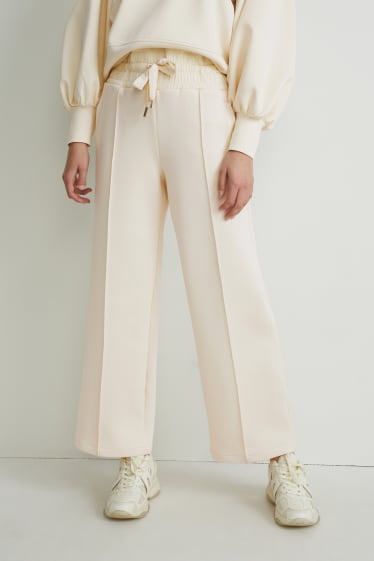 Donna - Pantaloni di jersey - regular fit - bianco crema