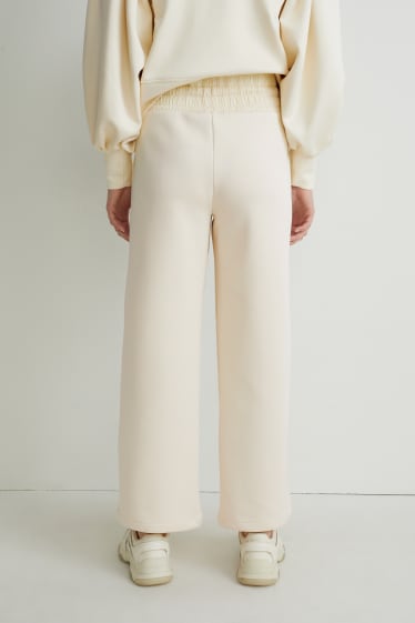 Donna - Pantaloni di jersey - regular fit - bianco crema