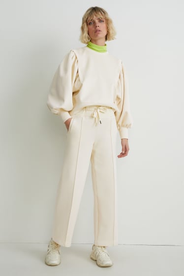 Donna - Pantaloni di jersey - regular fit - bianco crema