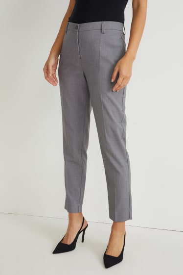 Damen - Business-Hose - Mid Waist - Slim Fit - grau-melange
