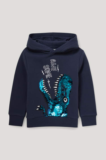 Toddler Boys - Dino - hoodie - glanseffect - donkerblauw