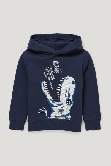 Toddler Boys - Dino - hoodie - glanseffect - donkerblauw