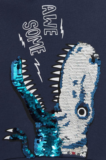 Toddler Boys - Dino - hoodie - glanseffect - donkerblauw