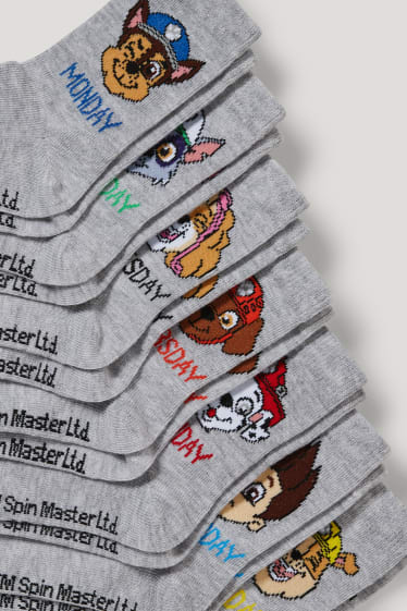 Batolata chlapci - Multipack 7 ks - Tlapková patrola - ponožky s motivem - světle šedá-žíhaná