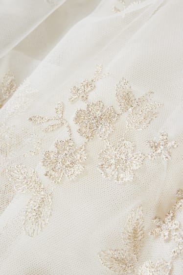 Niñas - Vestido con cinturón - de fiesta - blanco roto