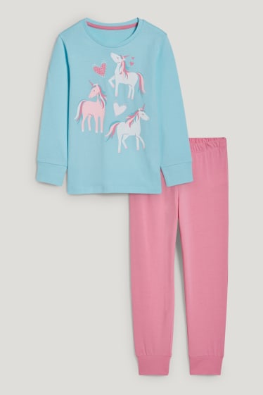 Batolata dívky - Motiv jednorožce - pyžamo - 2dílné - tyrkysová
