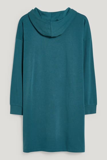 Kobiety XL - CLOCKHOUSE - sukienka dresowa z kapturem - zielony