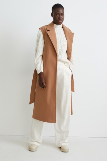 Damen - Stoffhose - High Waist - Wide Leg - weiß