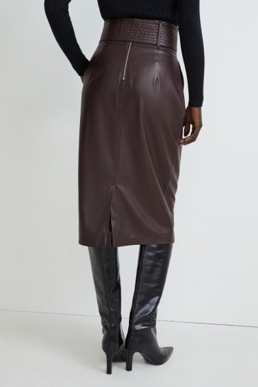 Donna - Gonna - similpelle - marrone