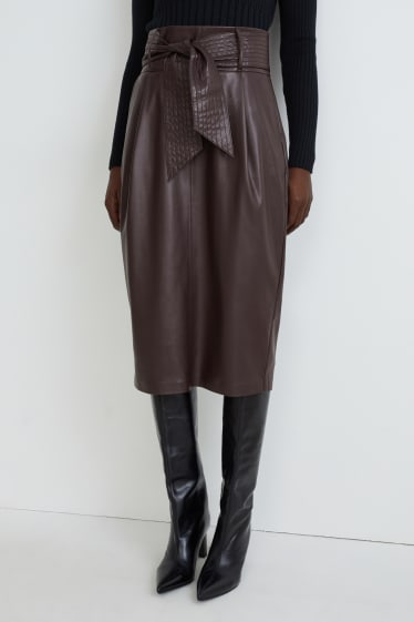 Donna - Gonna - similpelle - marrone