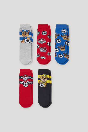 Garçons - Lot de 5 paires - Pat’ Patrouille - chaussettes à motif - rouge