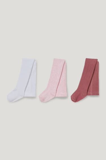 Bébé filles - Lot de 3 paires - collants bébé - rose