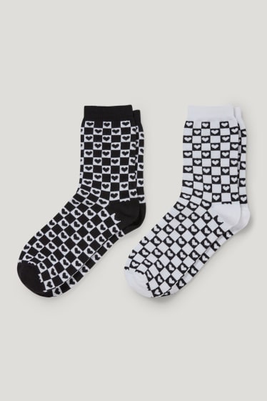 Clockhouse Girls - CLOCKHOUSE - multipack of 2 - socks - hearts - black / white
