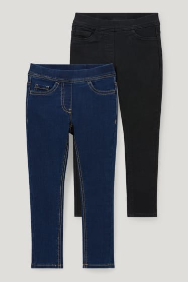 Niñas - Pack de 2 - jegging jeans - skinny fit - vaqueros - azul oscuro