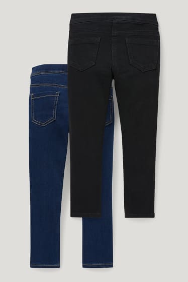 Niñas - Pack de 2 - jegging jeans - skinny fit - vaqueros - azul oscuro