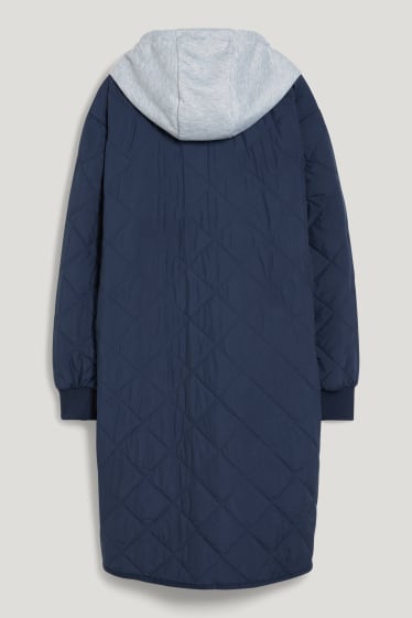 Donna - Cappotto trapuntato con cappuccio - BIONIC-FINISH®ECO - da materiali riciclati - blu scuro