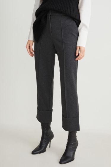 Damen - Stoffhose - Mid Waist - Tapered Fit - recycelt - dunkelgrau-melange