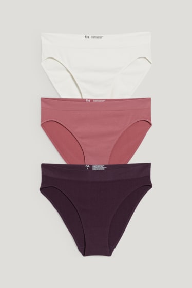 Donna - Confezione da 3 - slip - senza cuciture - LYCRA® - porpora