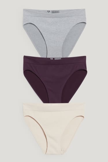 Damen - Multipack 3er - Slip - seamless - LYCRA® - hellbeige