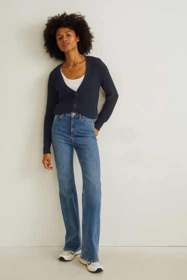 Dames - Gebreid vest - donkerblauw
