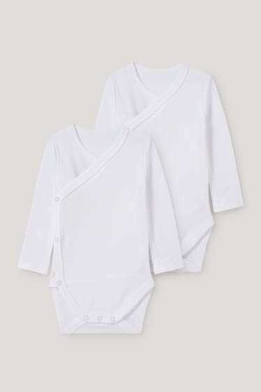 Baby Girls - Confezione da 2 - body incrociato per neonati - bianco
