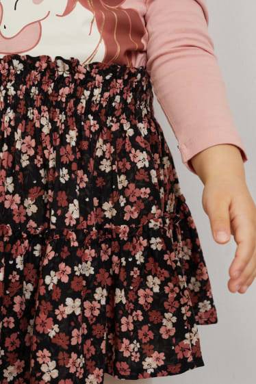 Niñas - Falda - de flores - negro