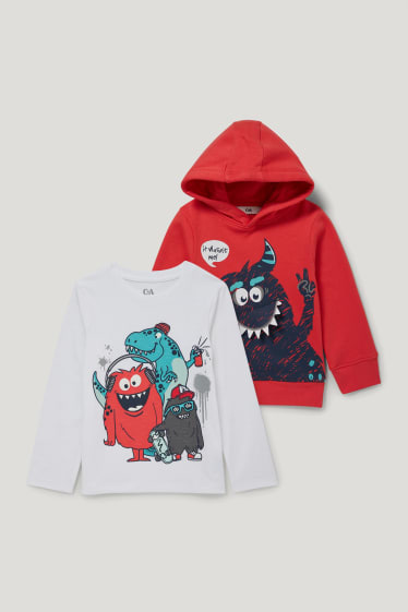 Exklusiv Online - Multipack 2er - Hoodie und Langarmshirt - weiß