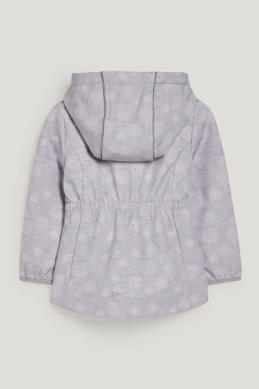 Toddler Girls - Softshell jacket with hood - patterned - light gray-melange