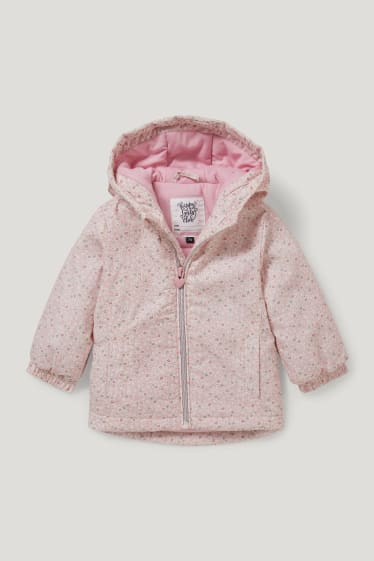 Baby Girls - Babyparka met capuchon - gebloemd - roze