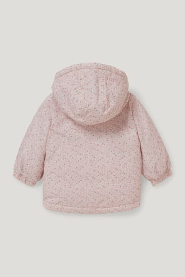 Baby Girls - Babyparka met capuchon - gebloemd - roze