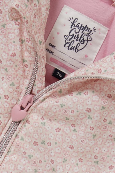 Baby Girls - Babyparka met capuchon - gebloemd - roze